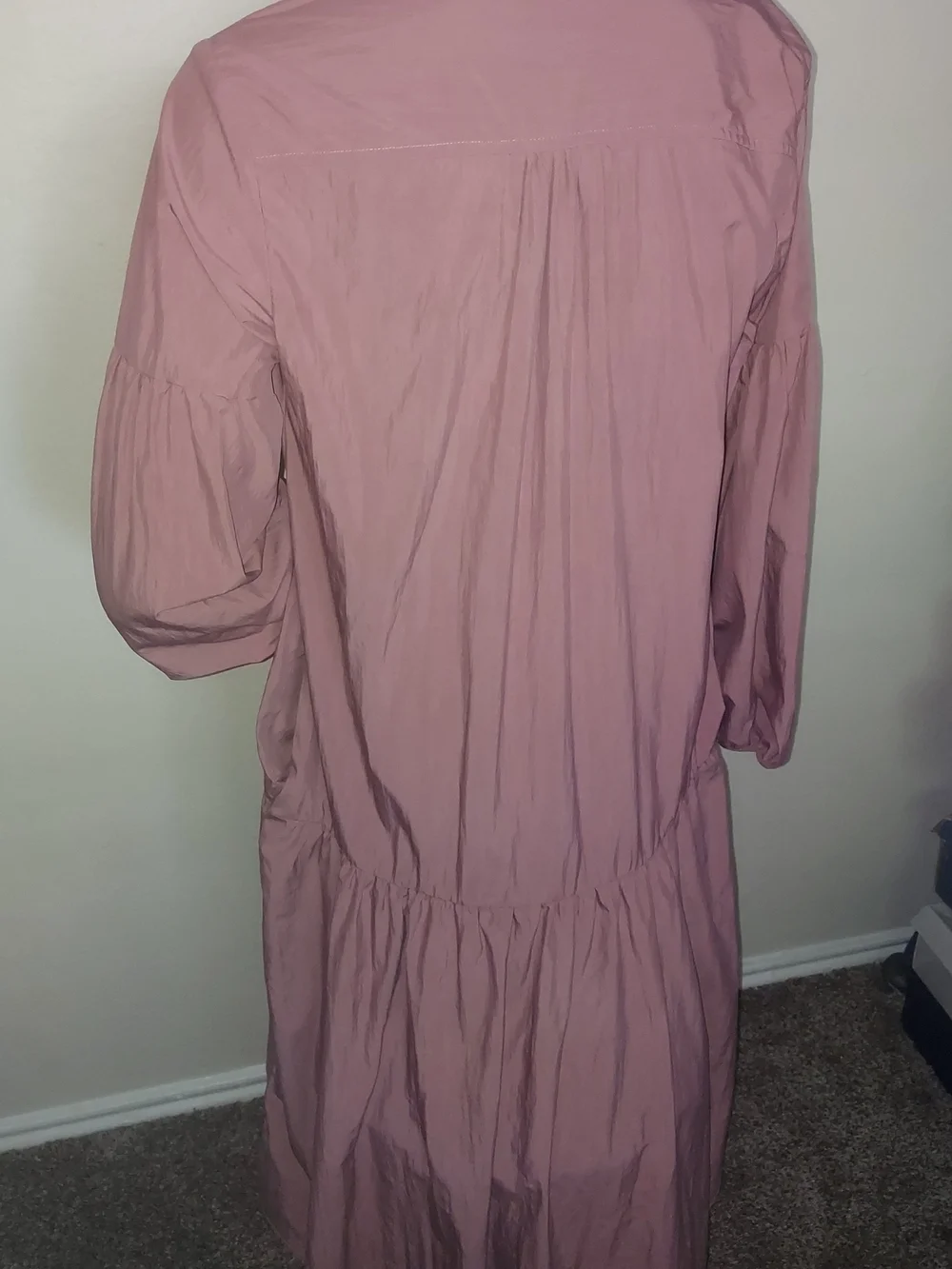 Anthropologie Dusty Rose Button-Front Midi Dress - Picture 4 of 10